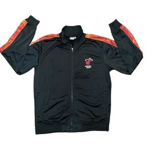 MIAMI HEAT NBA SEWN PATCH ZIP DOWN JACKET ZIPWAY TECHNOLOGY SZ LG‎ EMBROIDERED